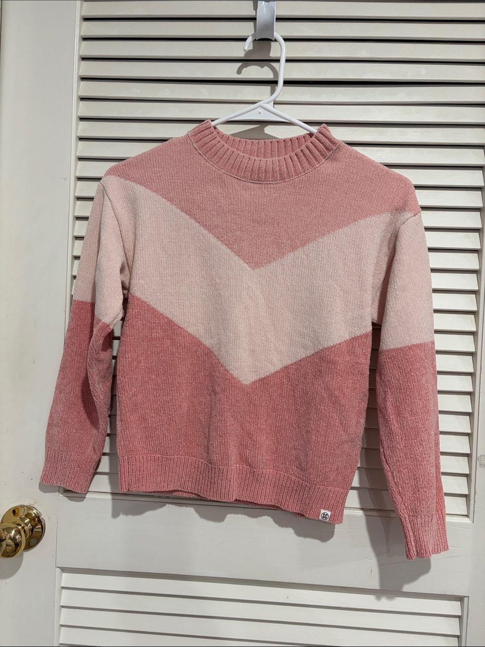 Girls' Pink Chevron Knit Sweater